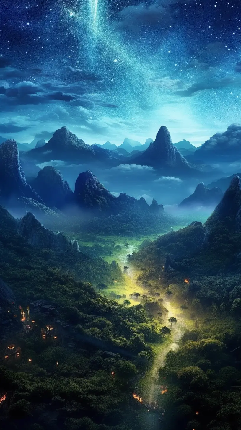 [20201]at night, the beautiful valley, the milky way, the moon, the golden rose streaming with stars, stars, luminous particles, meteors, magical clouds, mysterious dreams, stars falling, soft light, real picture, lucky digital rendering hd
