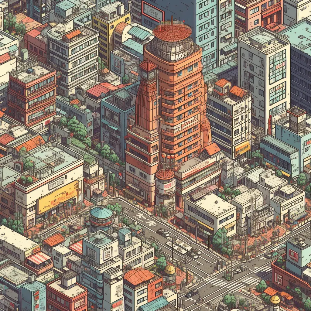 tokyo city antiquité samourais wide birds eye view pixel art